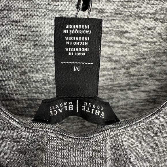 WHBM Drape-back Tunic Size Medium Gray Metallic Slinky Knit Long Sleeves - Picture 8 of 12